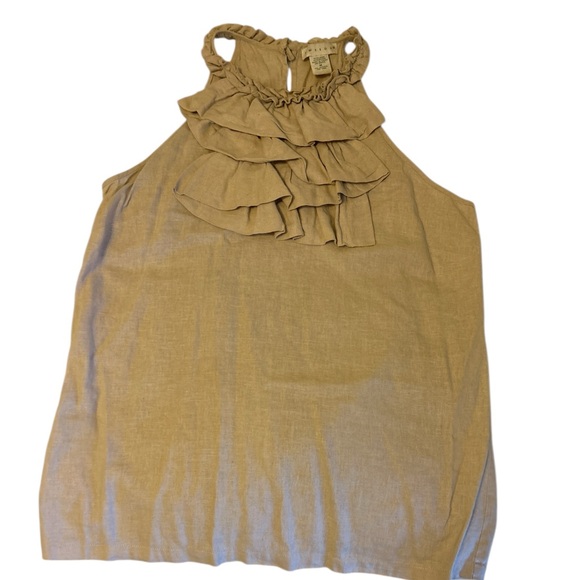 Tweeds Tan Ruffle Blouse - Picture 2 of 4